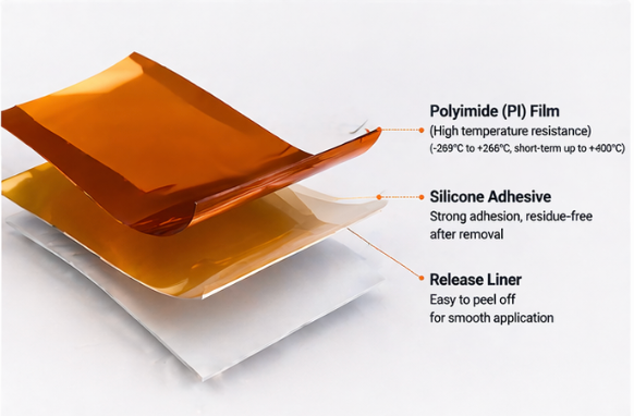 Amber polyimide sublimation tape roll for heat transfer positioning and high temperature masking